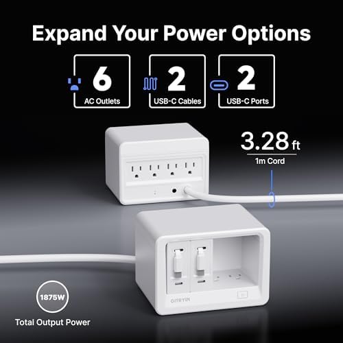 Gitryin 10-in-1 Desktop Charging Station, 6 AC, 80W Retractable GaN Charger - Image 3