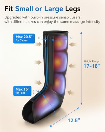 FIT KING Leg Massager with Heat and Compression Therapy – Leg Massage for Circulation, Swollen Leg Pain and Fatigue Relief – Foot Calf Massager Boots – Fathers Day Gift for Dad - Image 5