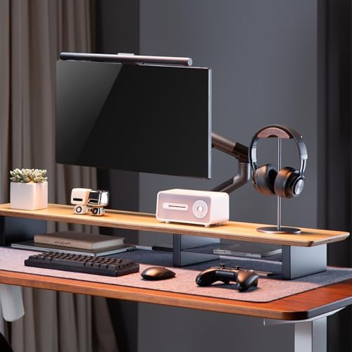 White Oak Wood Desk Shelf for Top of Desk 44 Inch Length Wood Monitor Riser with Middle Shelf - Image 4
