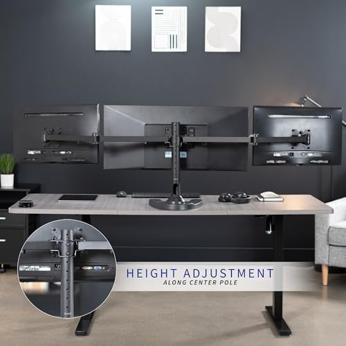 VIVO Triple Monitor 23 to 32 inch LED LCD Freestanding Desk Stand, Heavy Duty Articulating VESA Computer Mount, Holds 3 Screens, Fully Adjustable for Home Office Workstation, Black, STAND-V103F - Image 5