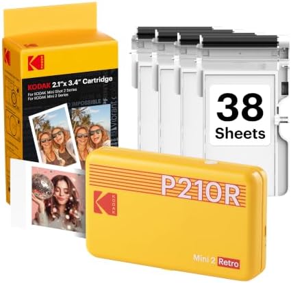 KODAK Mini 2 Retro 2x3 Portable Photo Printer, 4PASS, 38 Sheets, Yellow by Unknown