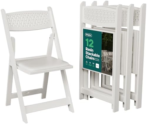 SIMPLEX Mesh Back Folding Chairs, Padded Seat, 800 lb, 12 Pack by Simplex