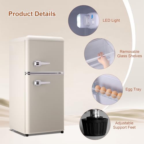 Retro Mini Fridge with Freezer 3.5 Cu. Ft, Small Refrigerator Dual Door - Image 5