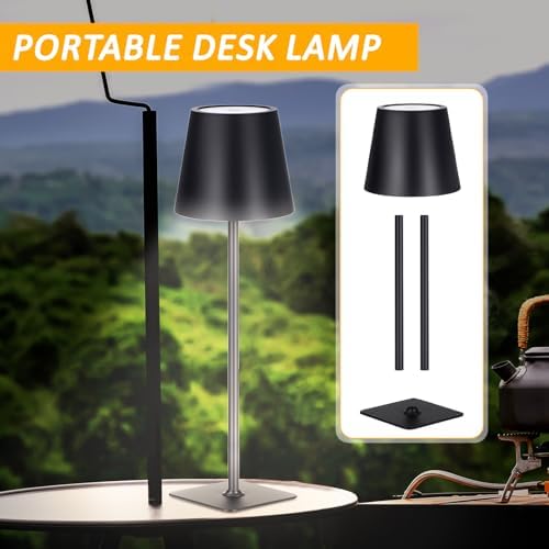 Retisee 2 Pack Cordless Table Lamp Portable Rechargeable Lamps, Black - Image 6