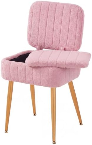 Vanity Chair with Storage Stool Makeup Chair Purple by ZYKZYKHOME