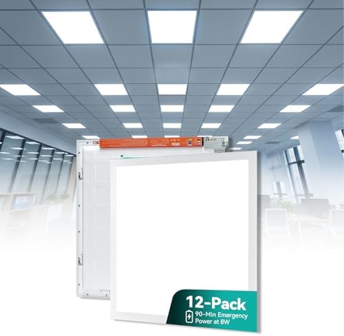 12 Pack 2x2 LED Flat Panel Light with Emergency Battery Backup by VocgoUULighting