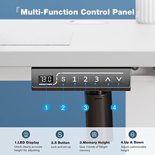 DUMOS 41 Inch Electric Standing Desk, Memory Adjustable Home Office Desk - Image 6