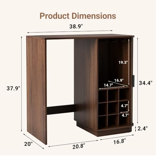 Seang Coffee Bar Cabinet with Mini Fridge Space,Walnut - Image 2