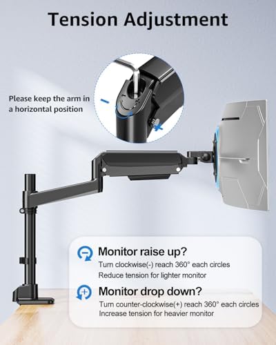 MOUNTUP Odyssey G9 Tall Monitor Arm Holds 4.4-44 lbs for 32-49 Inch Screens - Image 3