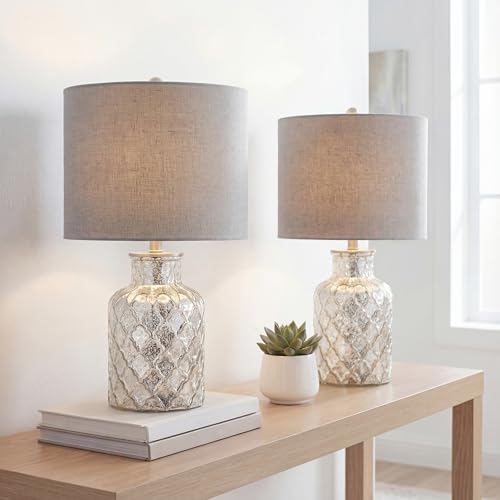 JONATHAN Y Alvord 24.5" Glass Table Lamp, Mercury Silver, Set of 2 - Image 2