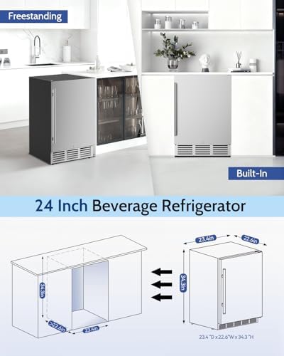Feelfunn 24 Inch Beverage Refrigerator,180 Cans Outdoor Refrigerator - Image 5