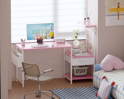Pamray 50 Inch Small Gaming Computer Desk with Drawers and Shelves - Image 2
