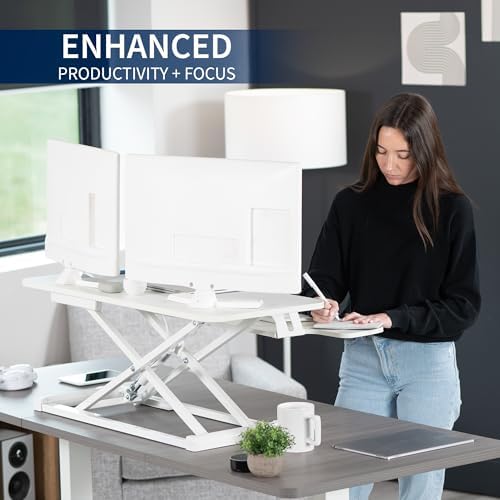 VIVO White 36 in Standing Desk Converter, DESK-V036KW - Image 4
