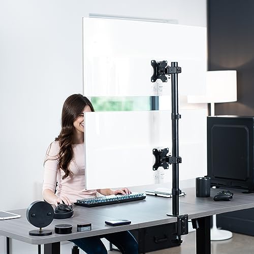 VIVO Dual Vertically Stacked Ultra-Wide Monitor Desk Mount, Extra Tall Heavy Duty Adjustable Stand for 2 Ultrawide Screens up to 45 inches, 25 lbs Per Screen Capacity, Black, STAND-V200R - Image 6
