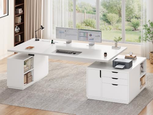 SEDETA 77.1" Executive Large Electric Standing Desk, White by SEDETA