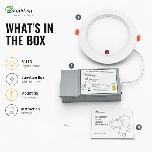 E2 LIGHTING Recessed LED Light with Emergency Battery Backup, 2 Pack - Image 2
