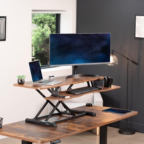 VIVO Rustic Vintage Brown 48 in Standing Desk Converter, DESK-V048KN - Image 2