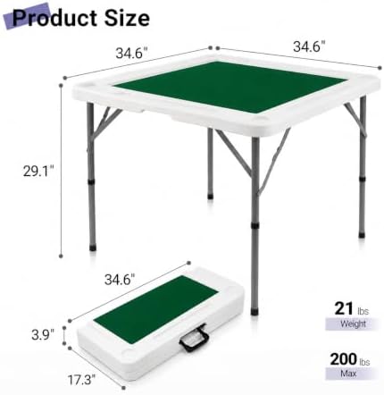 Byliable 34.6" Folding Mahjong Table, Portable Game Table with Cup Holders - Image 3