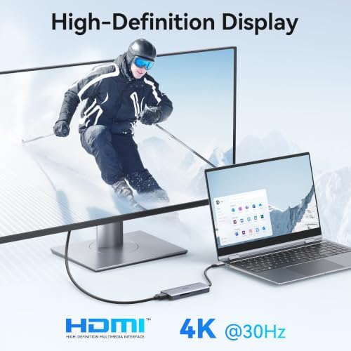 USB-C Hub Multiport Adapter for MacBook Air/Pro 6 in 1 HDMI Dongle with 4K - Image 3