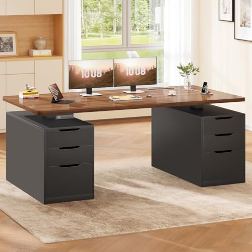 SEDETA Electric Standing Desk with 6 Drawers, 55" Adjustable Stand up Desk with Storage, Computer Desks with Power Outlets for Home Office, Black by SEDETA