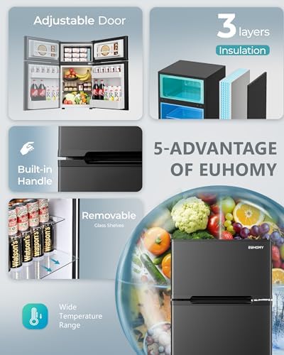 EUHOMY 3.2 Cu.Ft Mini Fridge with Freezer, 2 Door Compact Refrigerator - Image 6