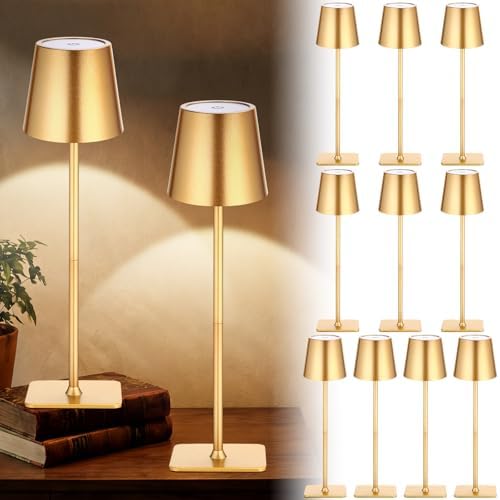 Retisee 12 Pack Cordless Table Lamp Portable Rechargeable Lamps, Gold by Retisee