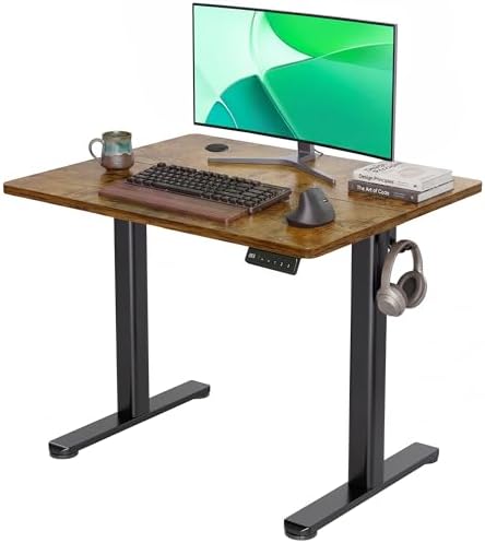 Claiks Electric Height Adjustable Standing Desk, 32x19 Inch, Rustic Brown by CLAIKS