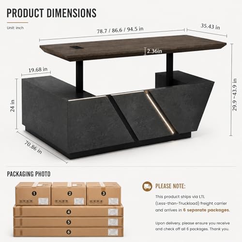 SAINTCY 94.5" Large L-Shaped Executive Standing Desk, Right Return - Image 2