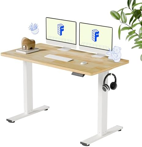 FLEXISPOT 48" x 24" Solid Wood Standing Desk, White Frame by Unknown