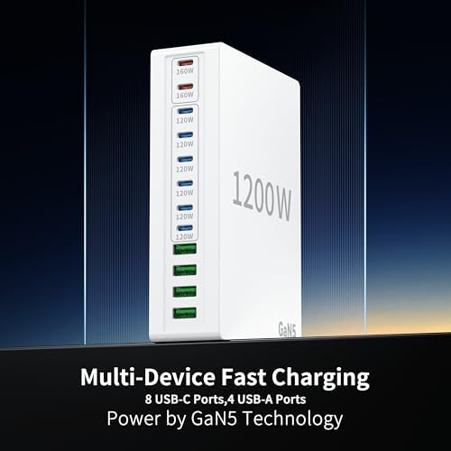 1200W USB C Charger Block.Fast MacBook Pro Charger Charging Station 12 Port 140W PD PPS AVS HUB for All iPhone 17 Pro Max/17 Air/16 SE/Samsung Galaxy 25/ MacBook Pro/Air/iPad Pro/240W Cable - Image 2
