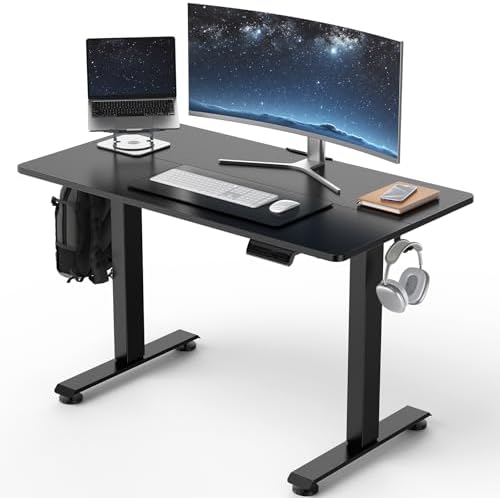 Veken 39.4 Inch Large Electric Standing Desk, Gaming Table, Black by Veken