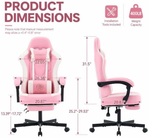 Mistpeople Gaming Chair, Ergonomic High Back Computer Chair with Footrest, Lumbar Support & Pocket Spring Cushion, Comfortable Swivel Home Office Desk Chair for Adults - Image 3