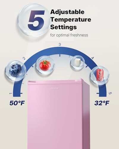 Upstreman 3.2 Cu.Ft Mini Fridge with Freezer, Pink-BR321 - Image 3