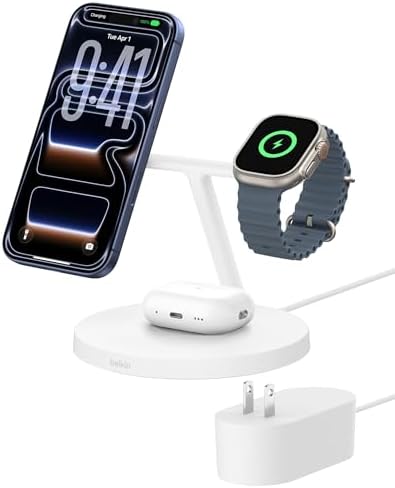 Belkin Qi2 15W Wireless Charging Station, 3 in 1 iPhone Charger by Unknown