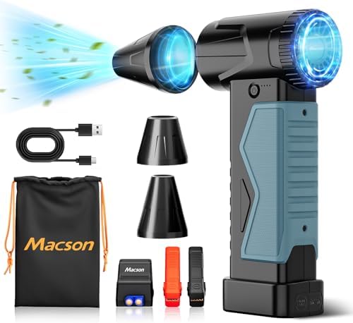 6000A Jump Starter with Air Blower, 150000RPM Portable Car Battery Booster, 3-in-1 Rechargeable Emergency Starter with LED Light & Compressed Air Duster for Car & Home by HOME