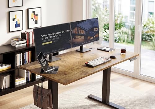 YDN Electric Standing Desk, 40x24 Inch, Rustic Brown - Image 4
