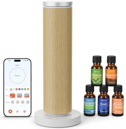 Waterless Essential Oil Diffuser, Wood Scent Diffuser with 5 Fragrance Oils by Fgreeble