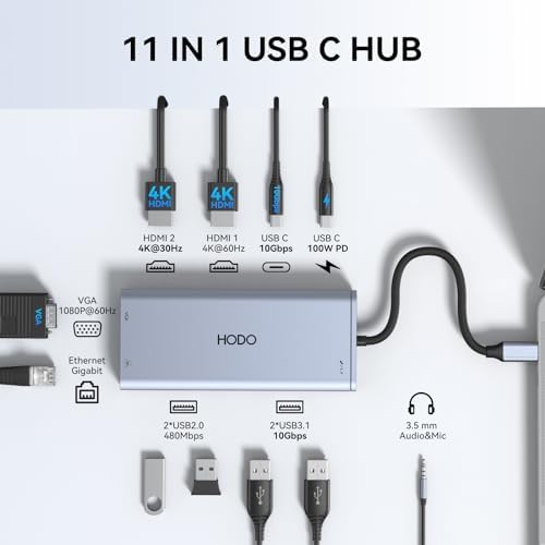 USB C Docking Station Dual Monitor for HP,Laptop Docking Station 3 Monitors - Image 2