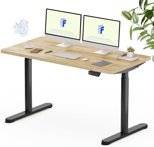 FLEXISPOT 55" x 24" Solid Wood Standing Desk, Black Oval Legs by Unknown