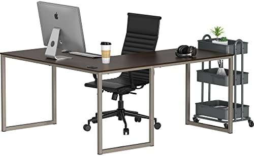 SHW Mission 55 x 60 L-Shape Home Office Computer Desk, Espresso - Image 6