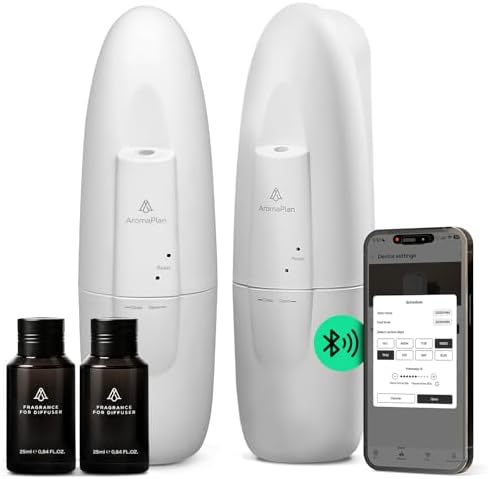 Plug in Wall Diffuser 2 Pack + 2 Scents + App – Cold Air, 5 Star Hotel by AromaPlan