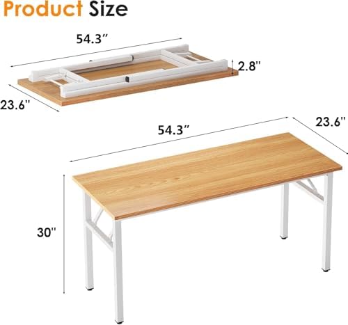Need Office Computer Desk 54.3 Inch Sturdy Folding Laptop Table Retro - Image 3
