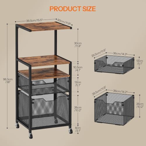HOOBRO File Cabinet with Shelves, Mobile Filing Cabinet, Printer Stand - Image 3