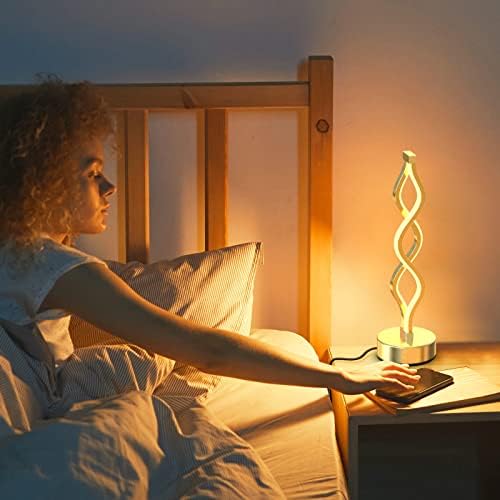 NUÜR Silver Table Lamps Set of 2, 15.8 Inch LED Bedside Lamps - Image 3