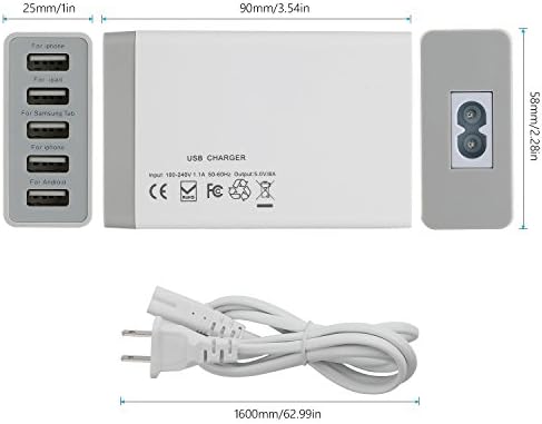 Desktop 5 Port USB Wall Charger 40W 8A, USB Hub Charging Station - Image 6