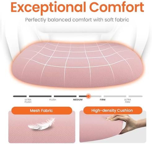 NEO CHAIR Home Office Desk Chair Ergonomic Mesh with Lumbar Support, Pink - Image 5