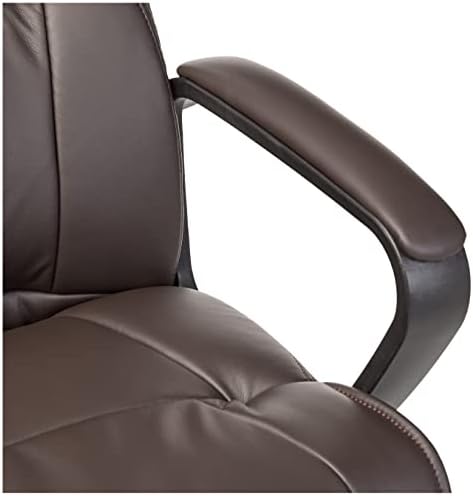 Amazon Basics Office Task Chair with Adjustable Height, 360° Swivel, Padded Armrests, Mid-Back, Rolling, 275 Pound Capacity, 24"D x 24.2"W x 34.8"H, BIFMA Certified, Dark Brown Faux Leather - Image 6