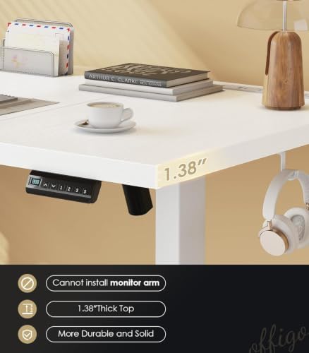 OffiGo 79 Inch Executive Electric Standing Desk Height Adjustable, White - Image 5