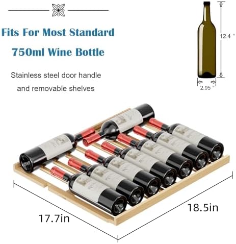 Antarctic Star 24 Inch Wine Fridge, 52 Bottle Wine Cooler Refrigerator. 39-64°F Dual Zone Wine Refrigerator Glass Door, Built in or Freestanding Under Counter Fridge for Home Bar Office - Image 5