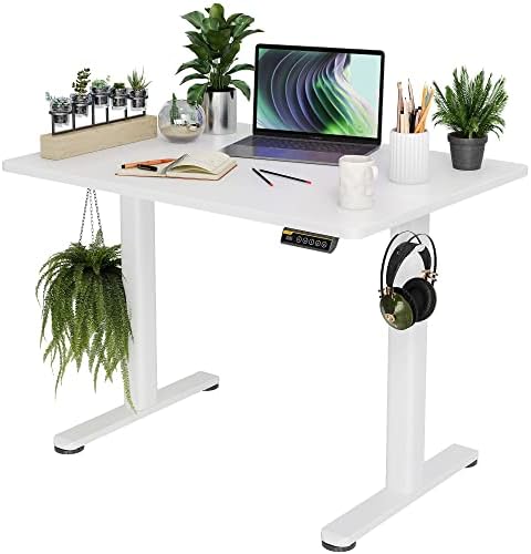 Claiks Electric Height Adjustable Standing Desk, 40x24 Inch, White by CLAIKS